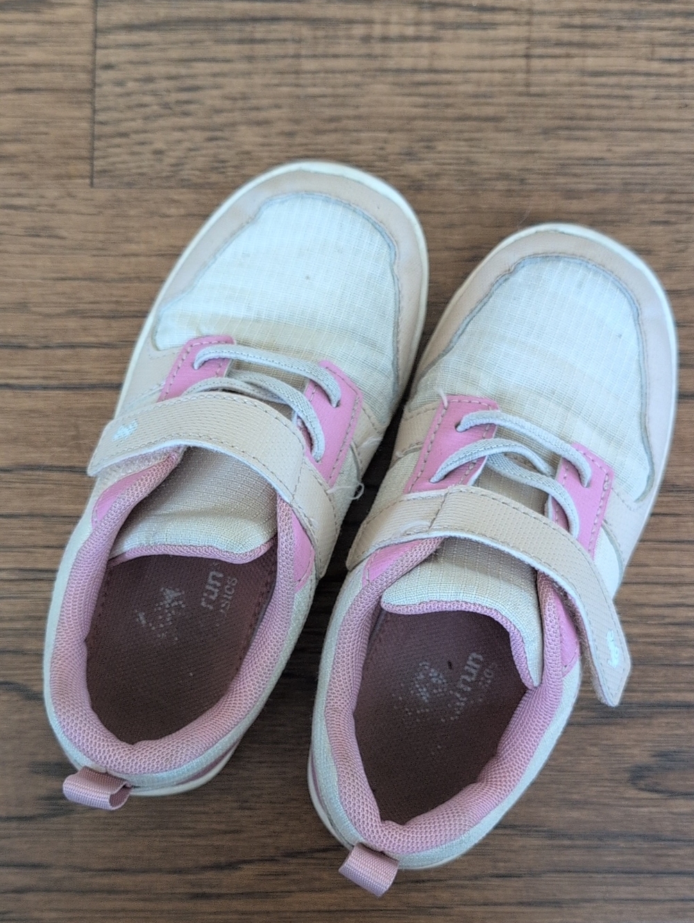 See Kai Run Beige and Pink Velcro Kids Sneakers